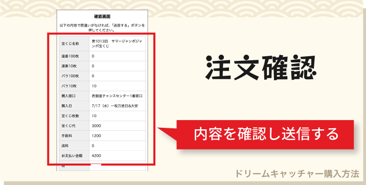 ドリームキャッチャーの購入方法「注文確認」