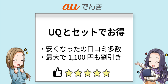 auでんき評判「UQとセットでお得」