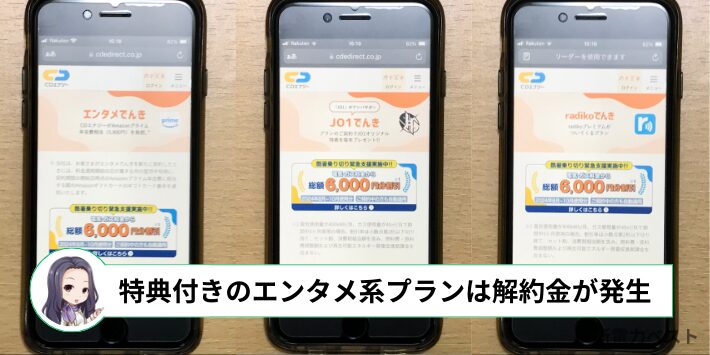 エンタメ系プランは解約金が発生する