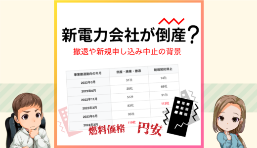 新電力の会社が相次いで倒産している？撤退や新規申込中止の背景を解説