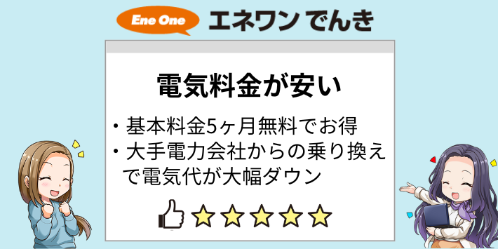 エネワンでんきへの乗り換えで安くなった