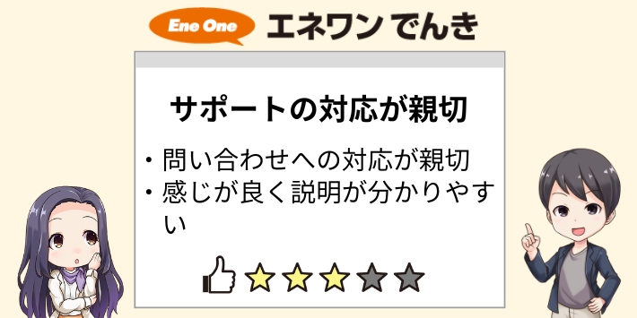 エネワンでんきの対応が親切だった