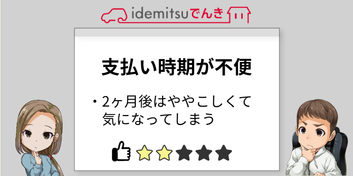 idemitsuでんきの支払い時期が不便