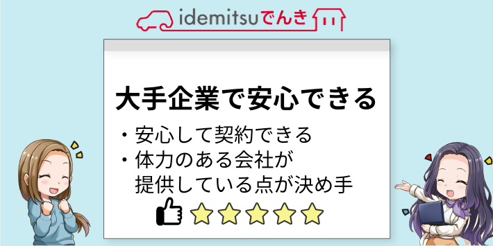 idemitsuでんきは大手企業で安心感がある