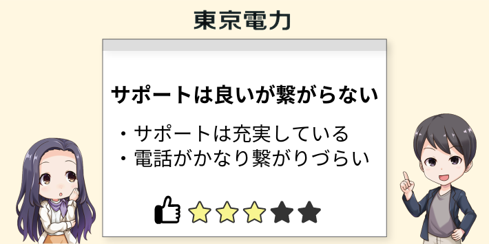 東京電力のサポートの評判