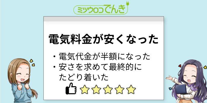 電気料金が安くなった