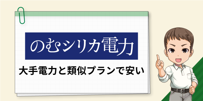 のむシリカ電力 大手電力と類似プランで安い