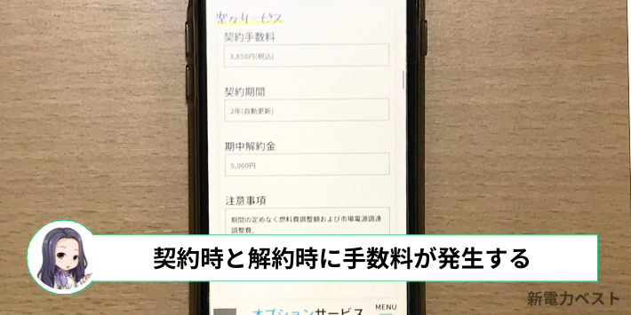 契約時や契約期間内の解約は手数料が発生する