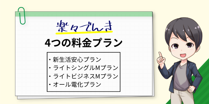 楽々でんきには4つの料金プランが用意されている