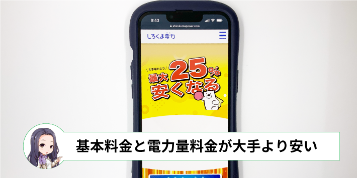 基本料金と電力量料金が大手より安い