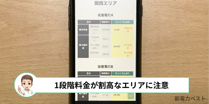 電気使用量が少ないと、大手電力会社より割高になる可能性がある