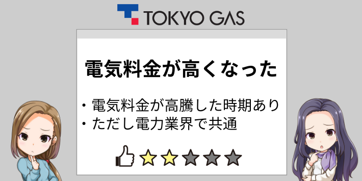 東京ガスの電気の料金が高くなったという口コミ