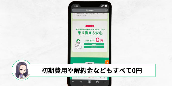 初期費用や解約金なども0円